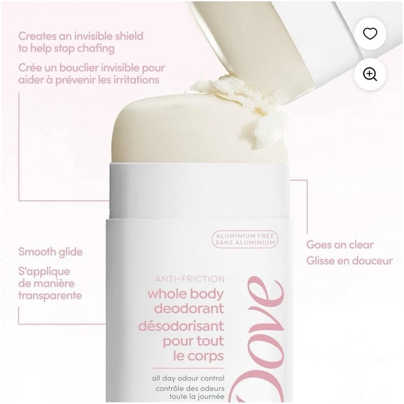 Dove Whole Body Deodorant Aluminum Free, Friction Stick Raspberry & Rose Scent - Picture 4 of 4